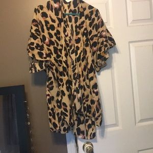 RubyClaire Boutique ruffle sleeve leopard kimono